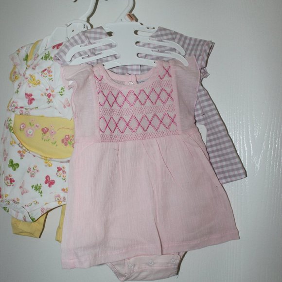 Little Lass Baby Girl Size 0-3M Lot of 6 Bodysuit Pants Bib Hat Yellow Pink NWT - Picture 5 of 14